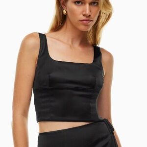 Wilfred shine top cropped 2xl NEW stretch black side zip Aritzia